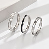 3Pcs Hollow Out 304 Stainless Steel Micro Pave Clear Cubic Zirconia with Enamel Finger Rings FS-WGFDE09-10-1