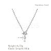 Minimalist Imitation Pearl Rice Pendant Stainless Steel PaPerclip Chain Necklaces for Everyday Women's Wear OX8079-1-2