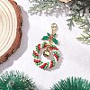 Charitmas Wreath Glass Seed Beaded Pendant Decorations HJEW-TA00365-1
