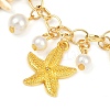 Dyed Synthetic Turquoise Starfish Charm Bracelets BJEW-JB11642-01-3