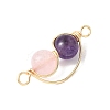 Copper Wire Wrapped Natural Rose Quartz & Amethyst Round Beded Links Connector Charms PALLOY-JF04678-03-4