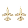 Brass Pave Cubic Zirconia Plane Connector Charms KK-L251-12G-1