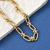 Ion Plating(IP) 304 Stainless Steel Textured Oval Link Chain Bracelets for Women BJEW-B092-08G-01-3