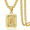 Rectangle with Letter Pattern 304 Stainless Steel Pendant Necklaces FS-WGFC766-14-1