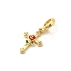 Brass Micro Pave Clear Cubic Zirconia European Dangle Charms KK-C113-13A-G-2