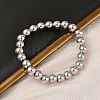 Brass Round Beaded Stretch Bracelets for Men Women BJEW-B148-05E-P-3