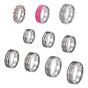7Pcs 7 Size 304 Stainless Steel Triple Grooved Finger Rings Set for Women RJEW-UN0002-36P-1