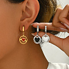 201 Stainless Steel Flat Round with Hollow Heart Hoop Earrings Daily Holiday Accessories OM1741-1-2