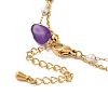 Nuggets Natural Amethyst & Imitation Pearl Multi-Strand Anklets BJEW-P326-02B-G-3
