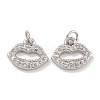 Rack Plating Brass Micro Pave Clear Cubic Zirconia Charms KK-U030-03P-1