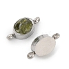 Natural Mixed Gemstone Chip 304 Stainless Steel Oval Connector Charms KK-P300-11P-2