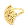 Fan Brass Micro Pave Clear Cubic Zirconia Open Cuff Rings for Women RJEW-L121-032G-3