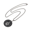 201 Stainless Steel Black Enamel Rune Tree of Life Pendant Necklaces for Men NJEW-K283-27P-4