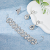 Crystal Rhinestone Teardrop Dangle Stud Earrings & Chain Bracelet & Rhombus Adjustable Ring SJEW-FI0001-19-5