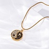 304 Stainless Steel Crystal & Jet Rhinestone Yin-yang Pendant Round Snake Chain Necklaces for Women NJEW-Z044-12G-3
