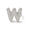 Letter Brass Micro Pave Clear Cubic Zirconia Open Cuff Ring for Women RJEW-N046-03W-P-2