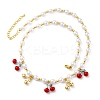 Brass Micro Pave Clear Cubic Zirconia Beaded Necklaces NJEW-Z059-04G-04-2