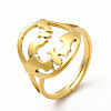 Ion Plating(IP) 304 Stainless Steel Bat Adjustable Ring for Women LS-RJEW-B027-04G-1