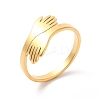 Ion Plating(IP) 304 Stainless Steel Hand Hug Cuff Ring for Women RJEW-K245-34G-3