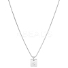 1Pc Stainless Steel Letter Rectangle Pendant Necklaces NJEW-LP0001-34S-P-1