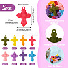 16Pcs 8 Colors Flocking Resin Pendants RESI-TA0002-77-4