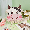 Cow Theme Wooden Baby Shower Guest Book for Birthday Party AJEW-WH0270-345-5