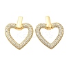 Brass Micro Pave Clear Cubic Zirconia Stud Earrings EJEW-C147-01B-G-4