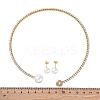 Round Plastic Imitation Pearl Stud Earrings & Cubic Zirconia and Rhinestone Heart Cuff Choker Necklaces Sets SJEW-U003-01G-5