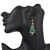 304 Stainless Steel Glass Christmas Tree Dangle Earrings EJEW-MZ00521-2