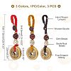 3Pcs 3 Style Brass Lucky Coins Five Emperor Money Feng Shui Coins Pendant AJEW-FH0002-29-4
