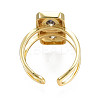 Cubic Zirconia Rectangle Open Cuff Ring RJEW-N037-015-01LG-2
