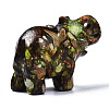 Elephant Assembled Natural Bronzite & Synthetic Imperial Jasper Model Ornament G-N330-62-5