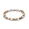 PVD Vacuum Plating 201 Stainless Steel Oval Link Chain Bracelets STAS-E160-04GP-1