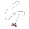 Natural Tiger Eye with Synthetic Non-magnetic Hematite Beads Cluster Pendant 304 Stainless Steel Rolo Chain Necklaces NJEW-JN05896-5