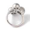 Brass Micro Pave Clear Cubic Zirconia Round Ball Open Cuff Rings for Women RJEW-C098-18P-3