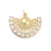 Fan Shaped Rack Plating Brass Micro Pave Cubic Zirconia Pendants KK-G512-28B-G-1