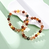 Natural Red Quartz Round Beaded Stretch Bracelets for Men Women BJEW-G743-01D-2