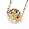 Brass Micro Pave Cubic Zirconia Pendant Necklaces NJEW-L146-04-2