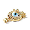 Lampwork Evil Eye Pendants with Colorful Cubic Zirconia ZIRC-L102-14G-02-4