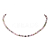 4.5MM Faceted Round Natural Multicolor Tourmaline Beaded Necklaces NJEW-JN05900-2