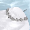Brass Micro Pave Clear Cubic Zirconia Link Bracelets for Women BJEW-D342-04P-3