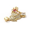 Real 18K Gold Plated Brass Micro Pave Cubic Zirconia Robin Brid Pendants KK-E072-06G-3