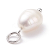 Grade B Natural Cultured Freshwater Pearl Charms X-PALLOY-JF01497-02-4