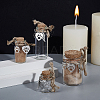 4Pcs Transparent Glass Empty Bottles with Alloy Paw Print Heart Leather Charms AJEW-NB00014-4