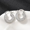 Brass Micro Pave Clear Cubic Zirconia Flat Round Hoop Earrings EJEW-K318-04B-P-1