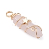 2Pcs 2 Styles Natural Rose Quartz Double Terminated Pointed Pendants PALLOY-JF03122-03-4