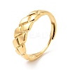 Ion Plating(IP) 304 Stainless Steel Textured Rhombus Adjustable Ring for Women LS-RJEW-I085-05G-1