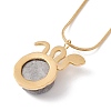 Natural Quartz Snake with Flat Round Pendant Necklace with 304 Stainless Steel Snake Chain NJEW-K244-12G-2