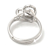 Heart with Letter Rack Plating Brass Micro Pave Cubic Zirconia Adjustable Rings for Women RJEW-I105-06P-Z-3