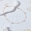 Flower ABS Imitation Pearl Beaded Link Chain Necklaces NJEW-LP00001-3